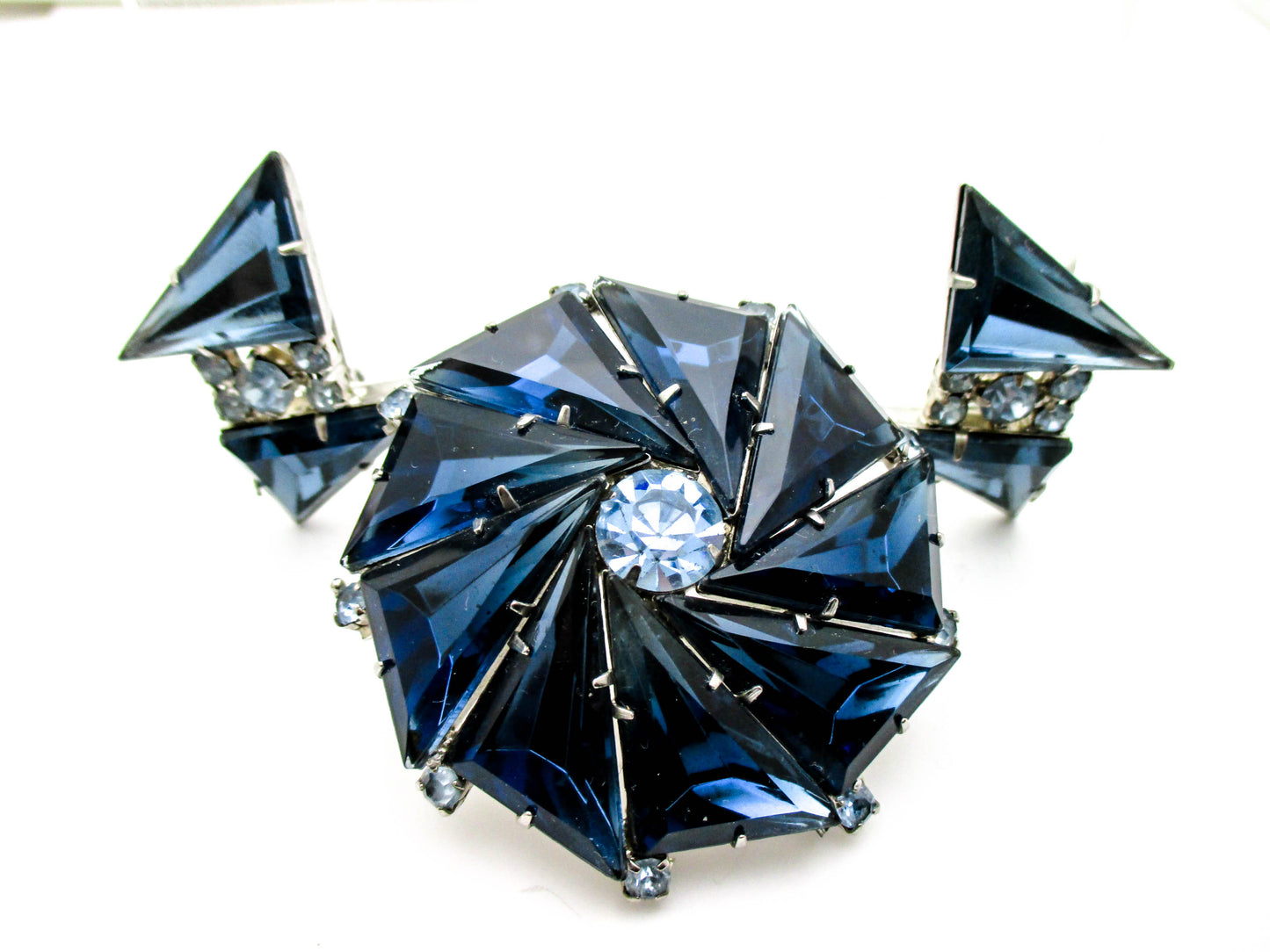 Beautiful Deep Blue Vintage Brooch and Earring Set