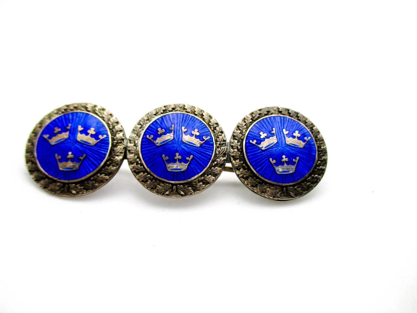 Sweden Collectible - Tre Kronor 3 Crown Silver Blue Enamel Brooch Pin