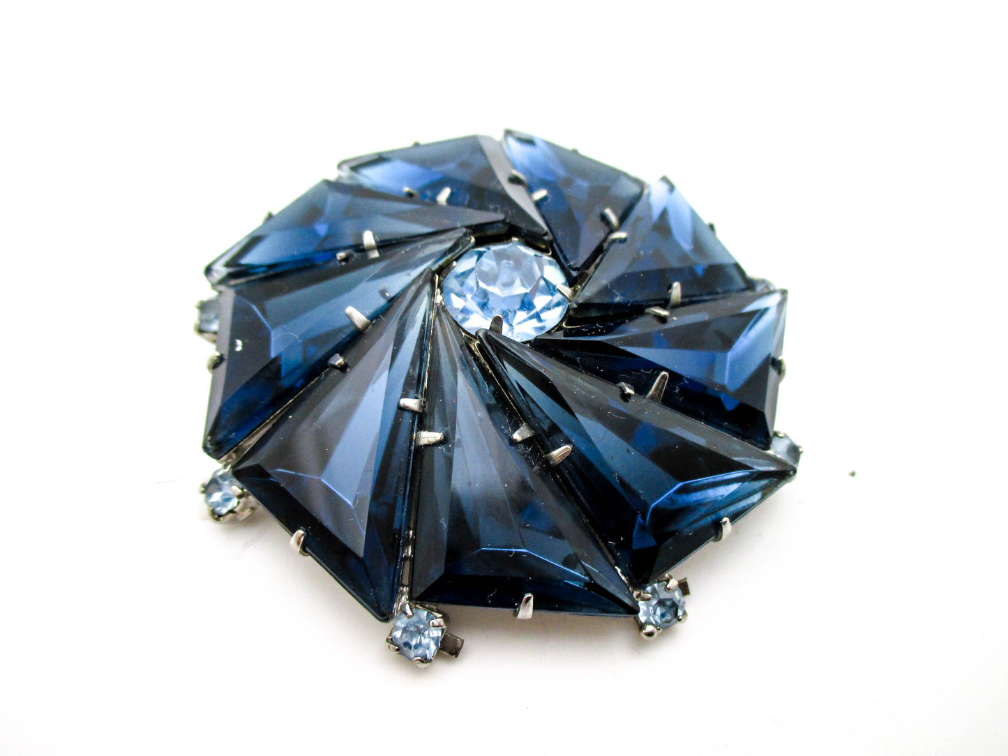 Beautiful Deep Blue Vintage Brooch and Earring Set