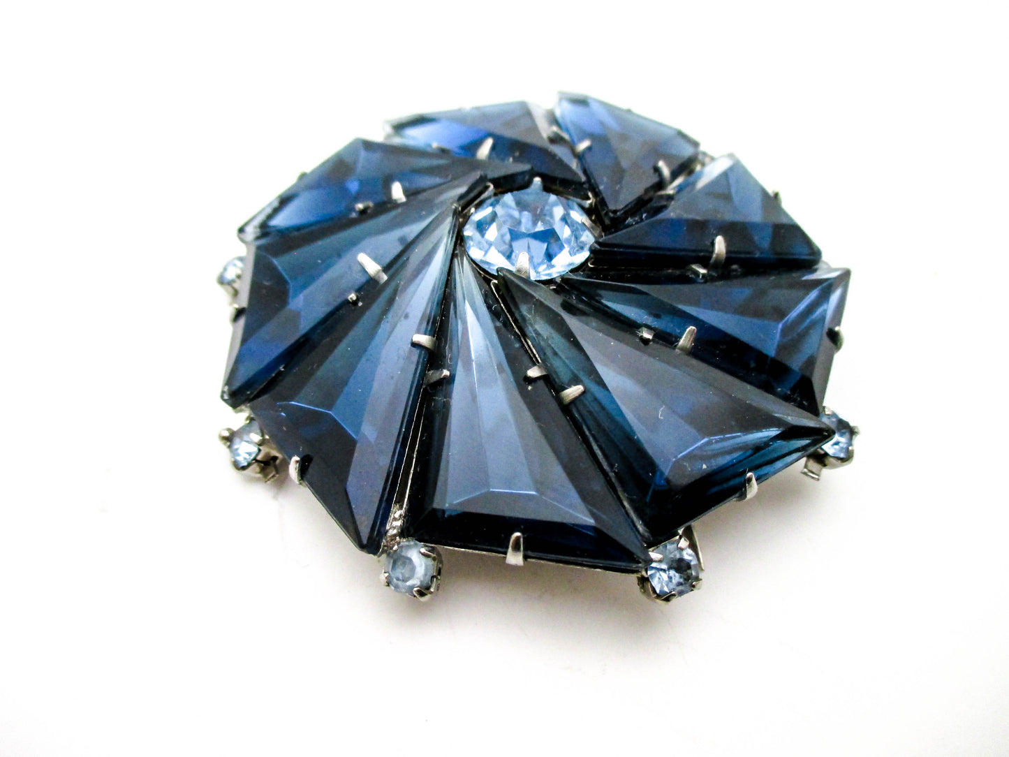 Beautiful Deep Blue Vintage Brooch and Earring Set