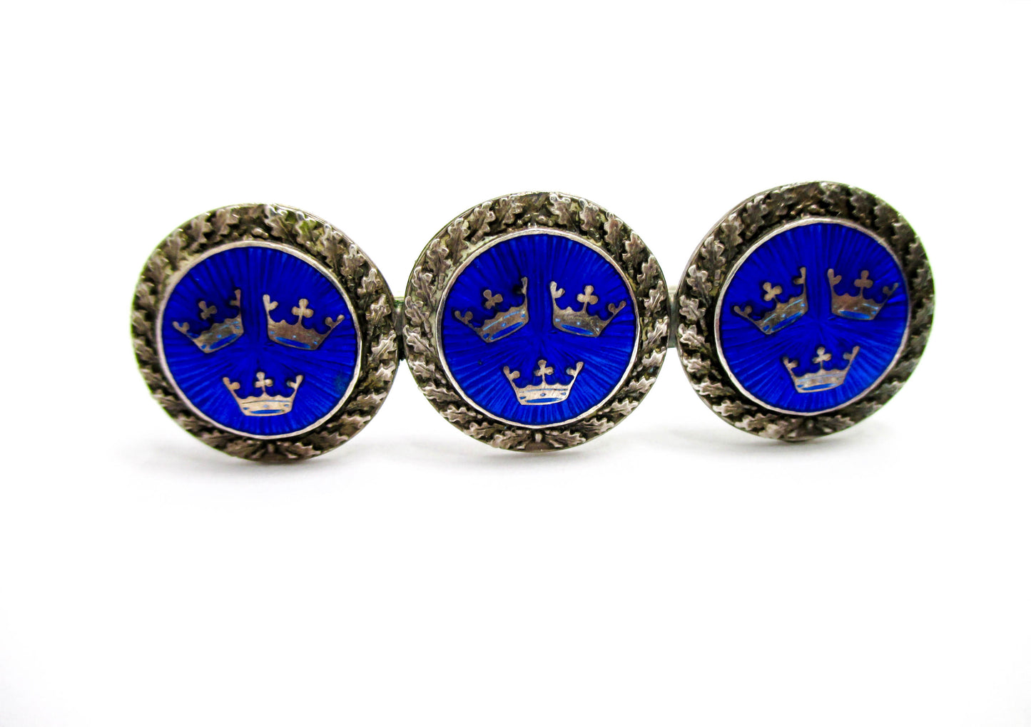 Sweden Collectible - Tre Kronor 3 Crown Silver Blue Enamel Brooch Pin