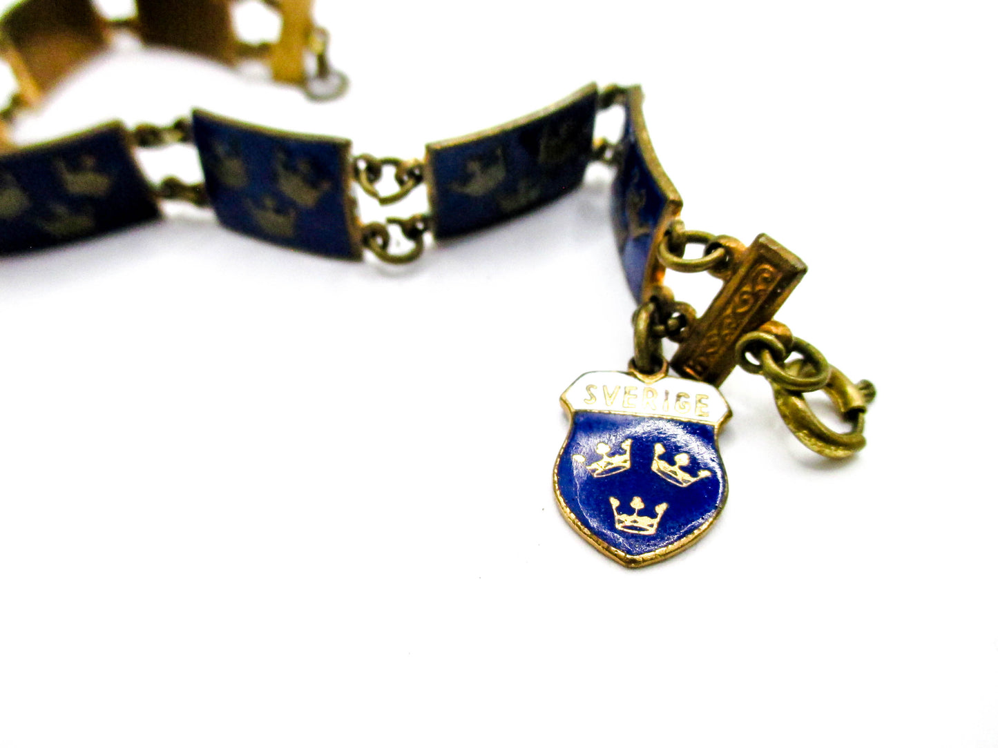 Three Crown Enamel Bracelet - Sweden Collectible Tre Kronor SVERIGE Charm