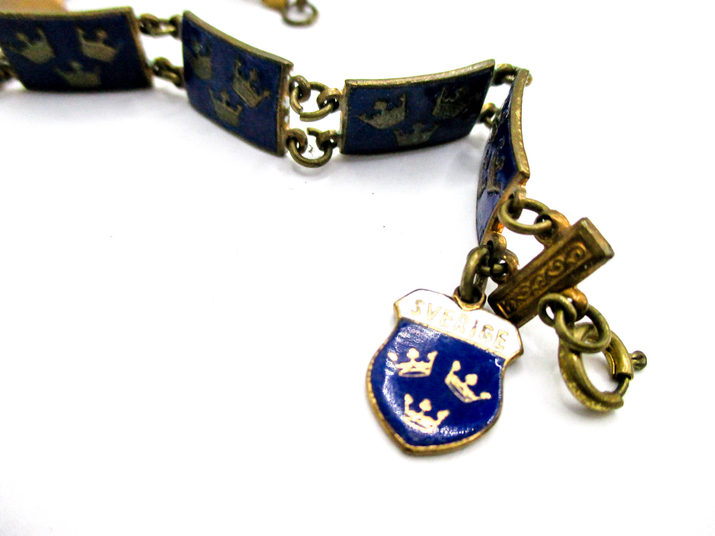 Three Crown Enamel Bracelet - Sweden Collectible Tre Kronor SVERIGE Charm
