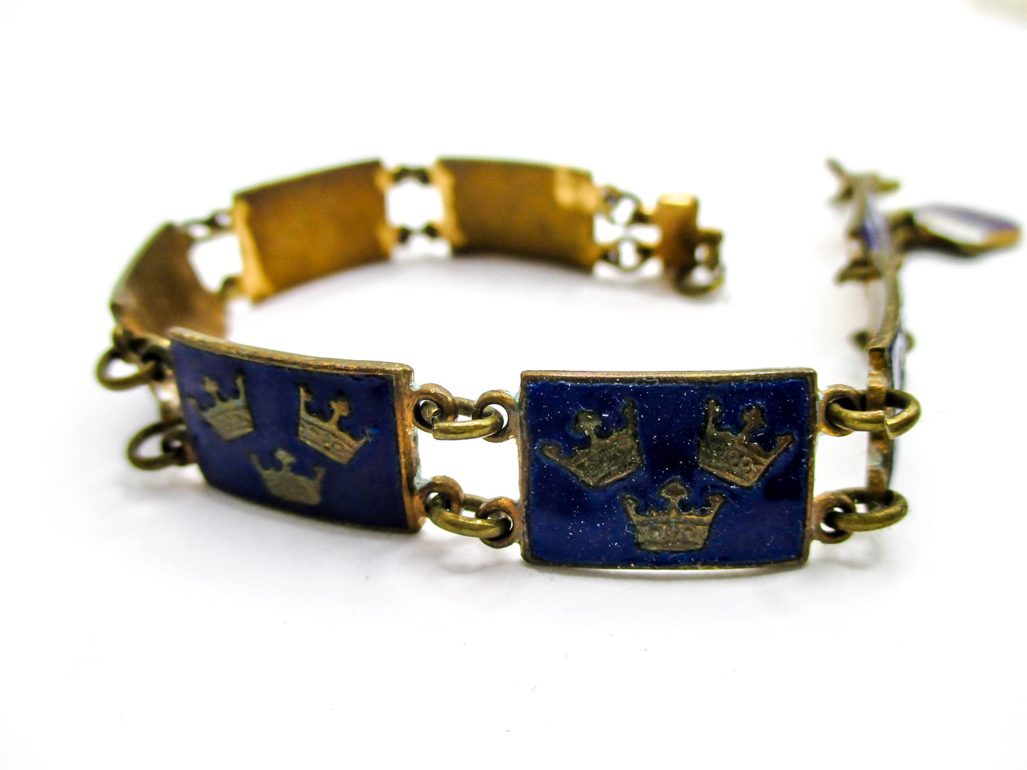 Three Crown Enamel Bracelet - Sweden Collectible Tre Kronor SVERIGE Charm