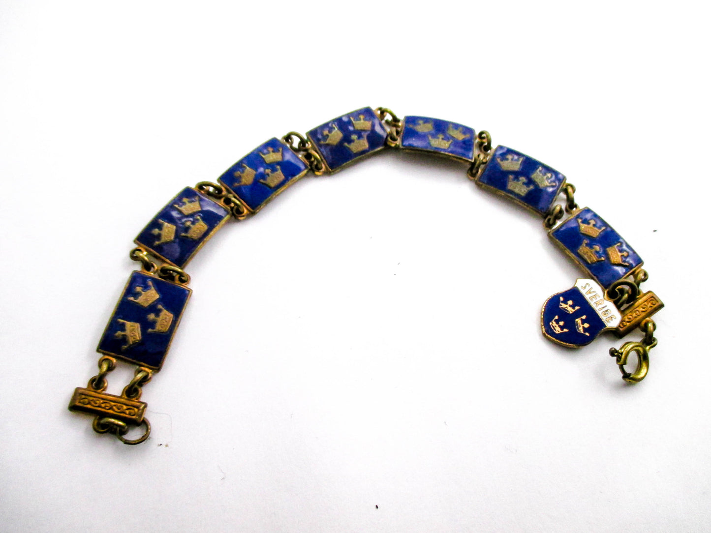 Three Crown Enamel Bracelet - Sweden Collectible Tre Kronor SVERIGE Charm