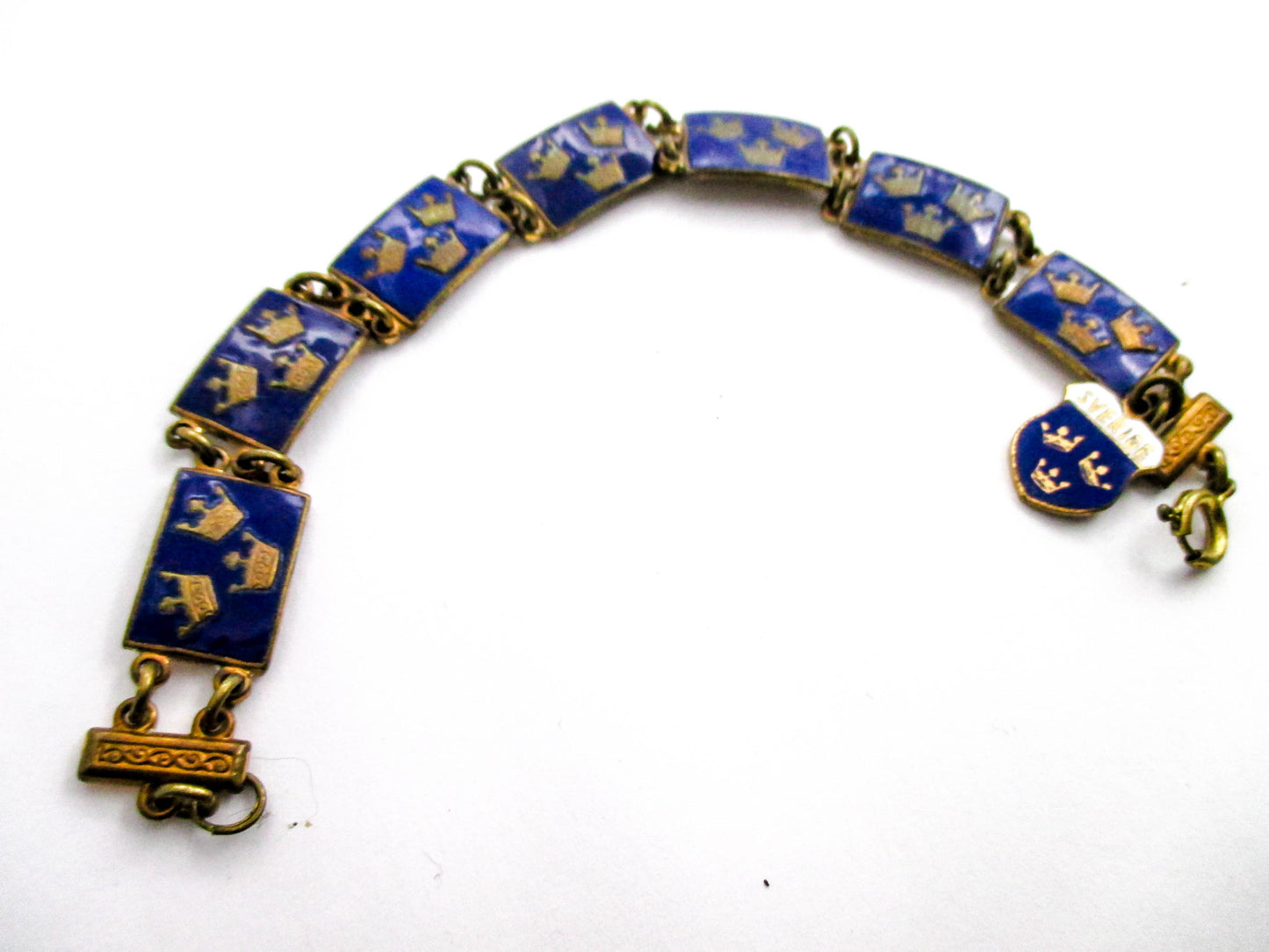Three Crown Enamel Bracelet - Sweden Collectible Tre Kronor SVERIGE Charm
