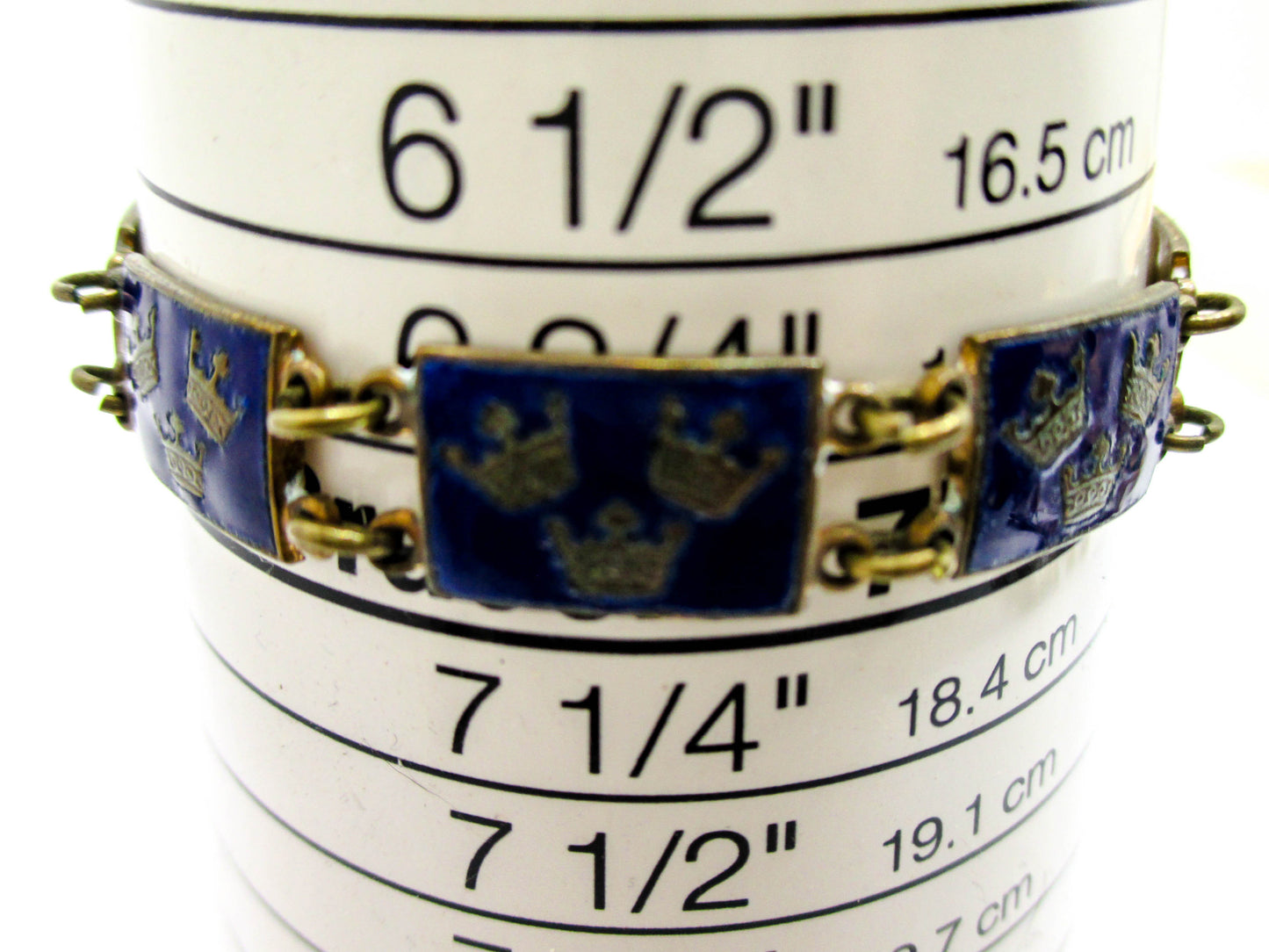 Three Crown Enamel Bracelet - Sweden Collectible Tre Kronor SVERIGE Charm