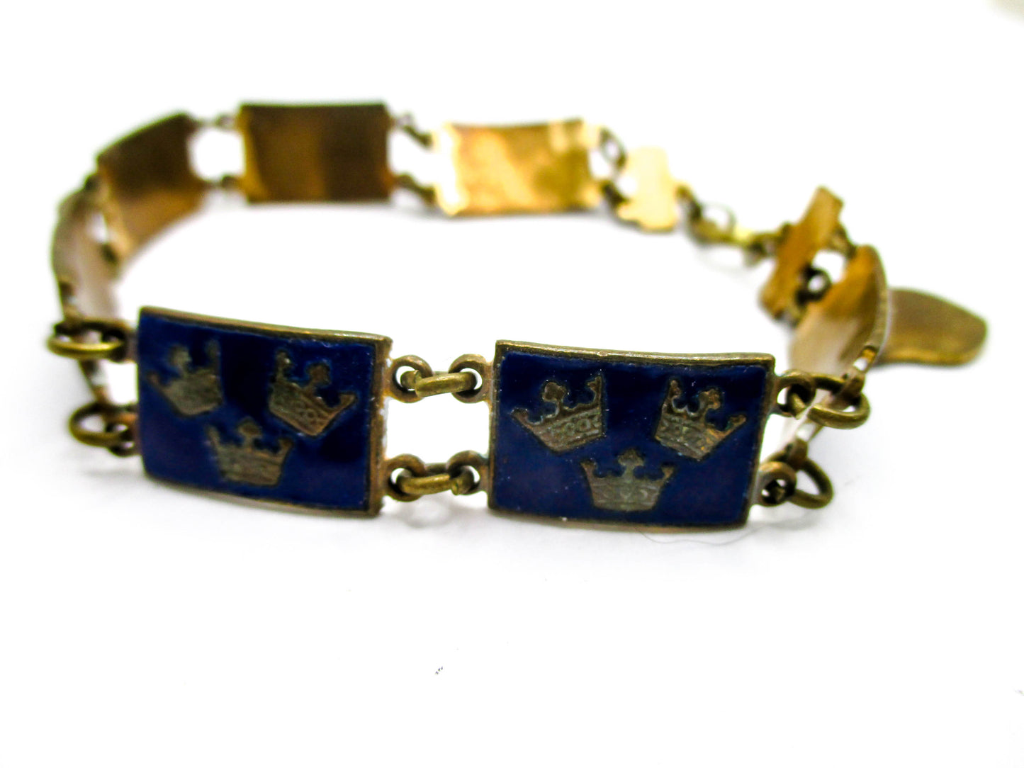 Three Crown Enamel Bracelet - Sweden Collectible Tre Kronor SVERIGE Charm