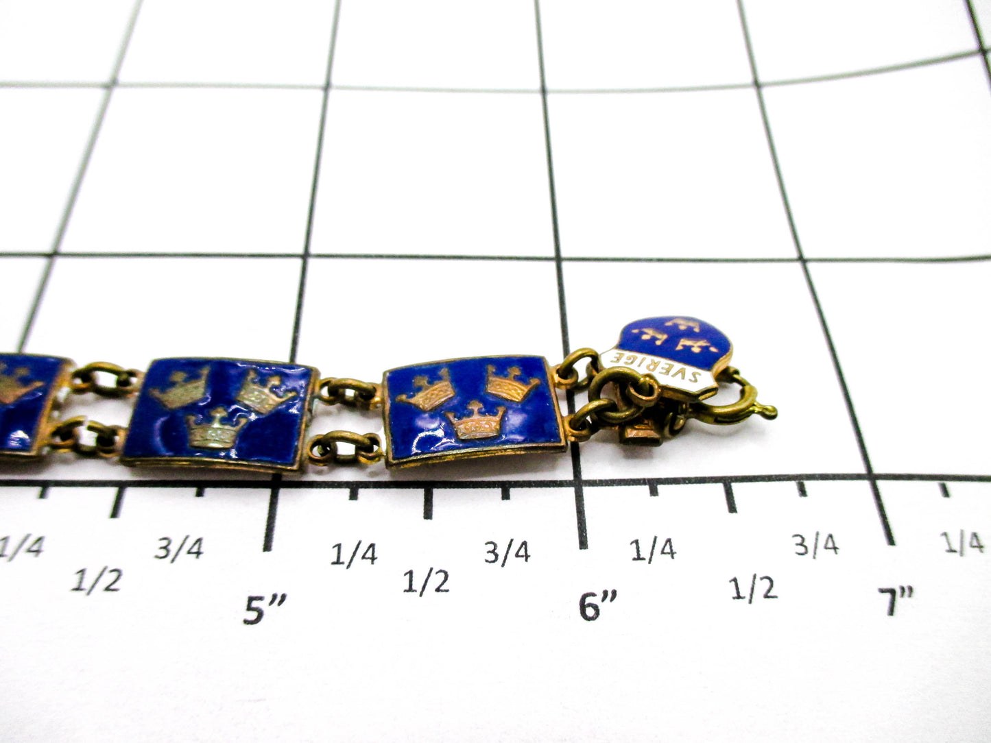 Three Crown Enamel Bracelet - Sweden Collectible Tre Kronor SVERIGE Charm