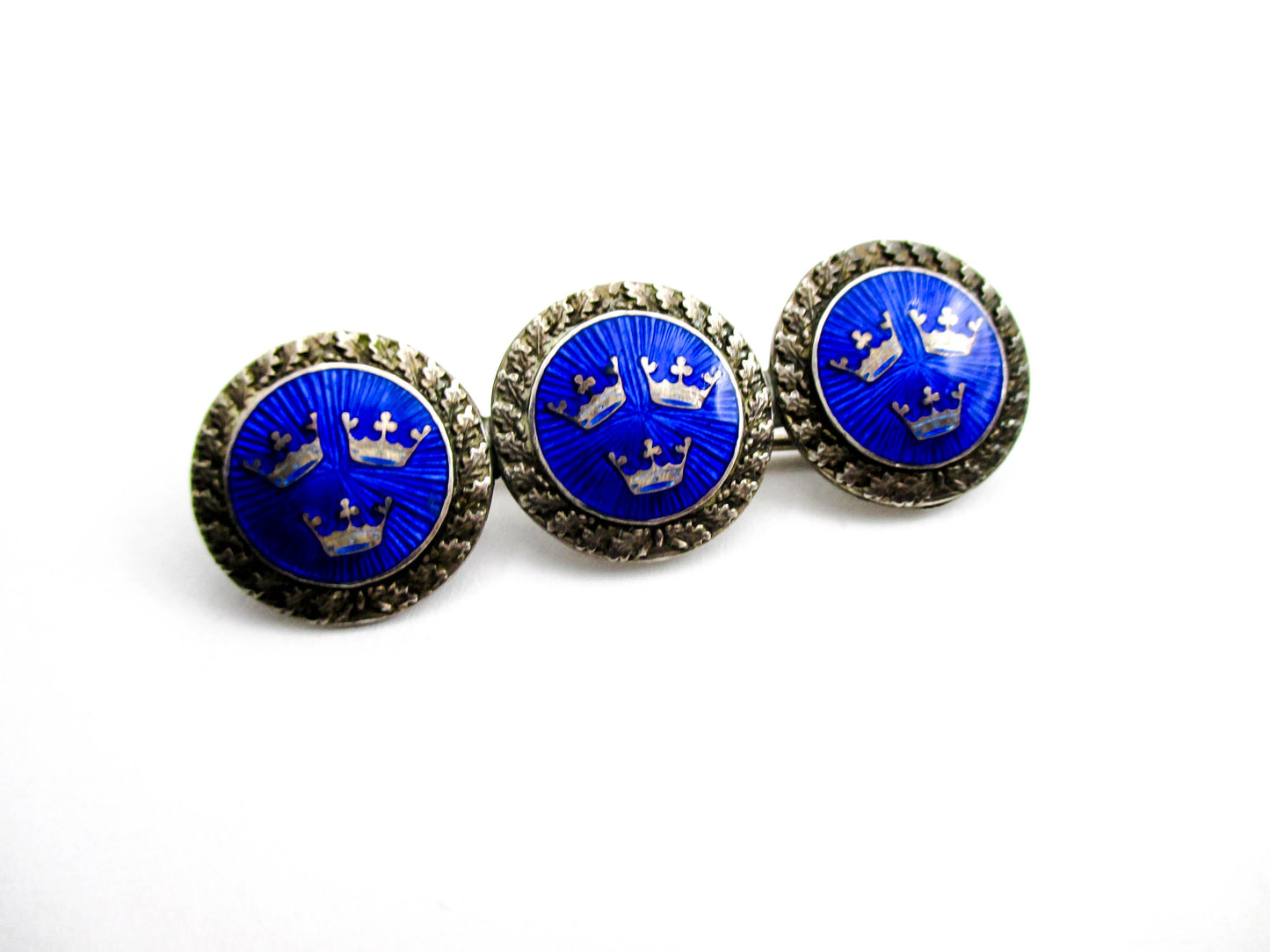 Sweden Collectible - Tre Kronor 3 Crown Silver Blue Enamel Brooch Pin