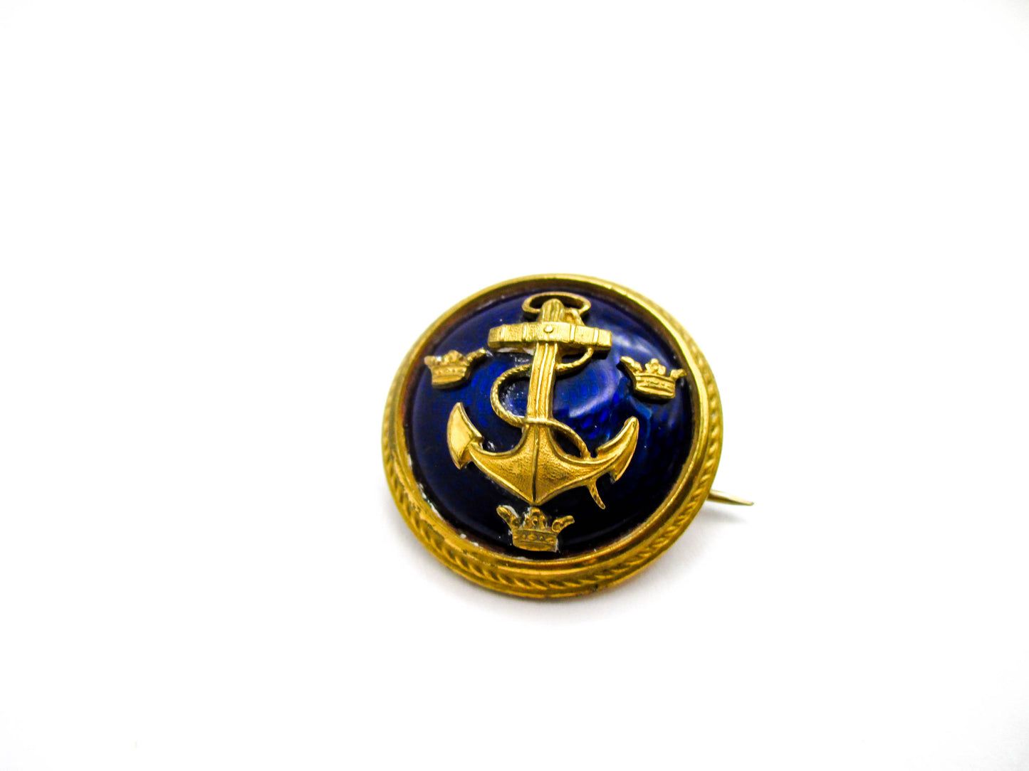 Sweden Three Crowns and Anchor Pin - SPORRONG Enamel