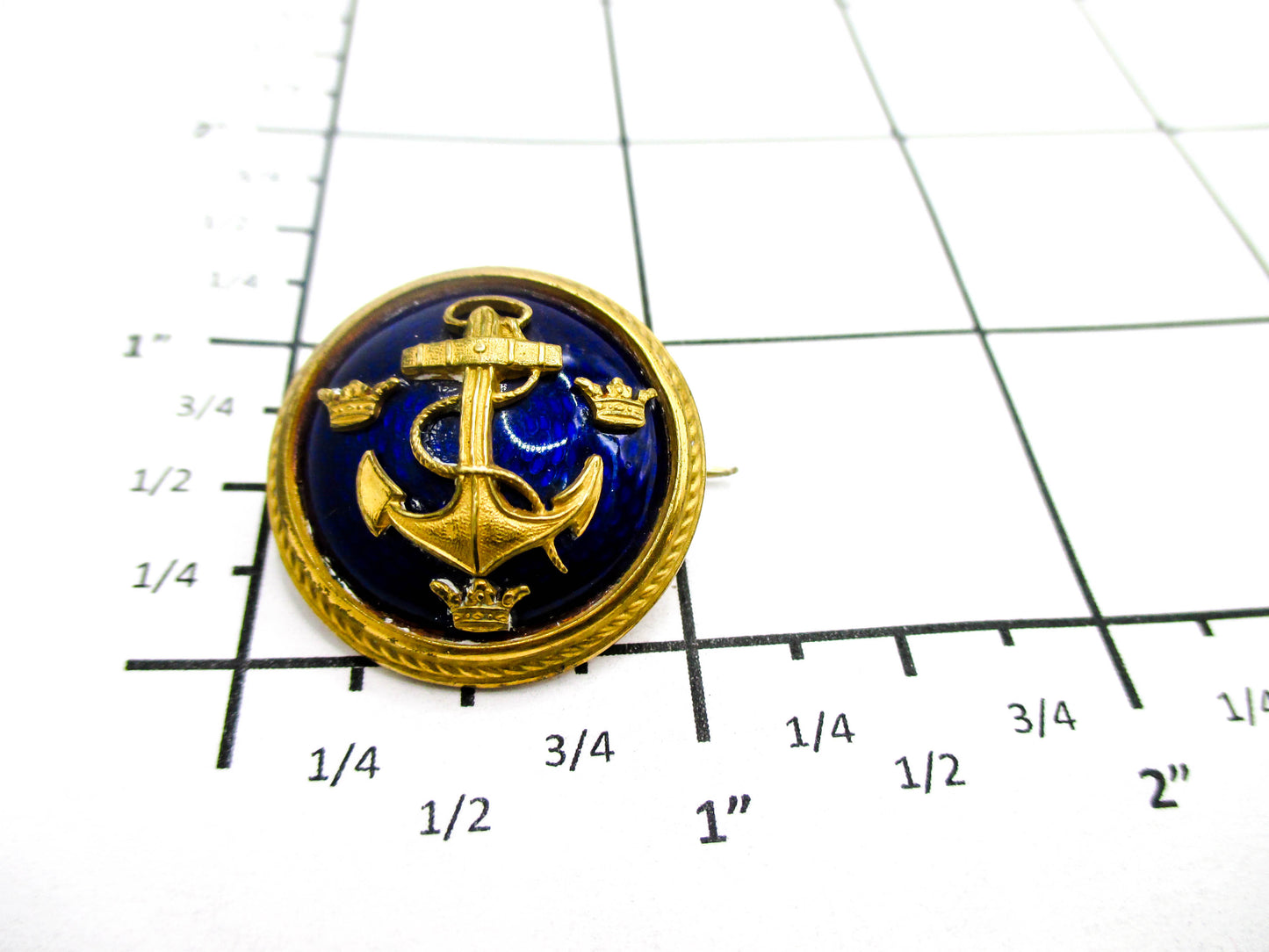 Sweden Three Crowns and Anchor Pin - SPORRONG Enamel