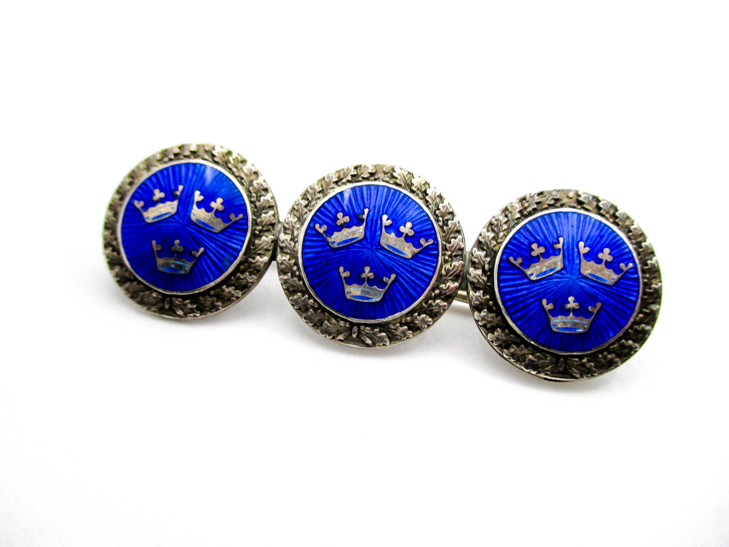 Sweden Collectible - Tre Kronor 3 Crown Silver Blue Enamel Brooch Pin