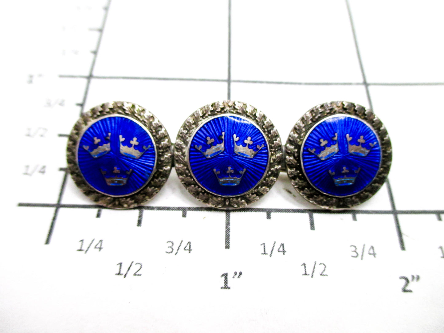 Sweden Collectible - Tre Kronor 3 Crown Silver Blue Enamel Brooch Pin