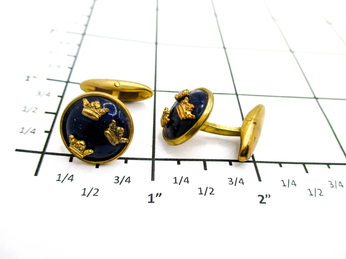Vintage Sporrong Sweden Three Crown Enamel Cufflinks