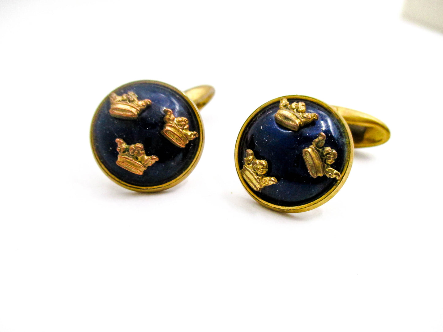 Vintage Sporrong Sweden Three Crown Enamel Cufflinks