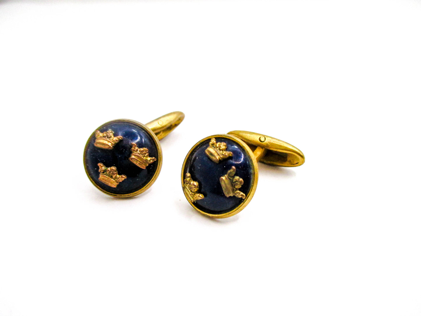 Vintage Sporrong Sweden Three Crown Enamel Cufflinks