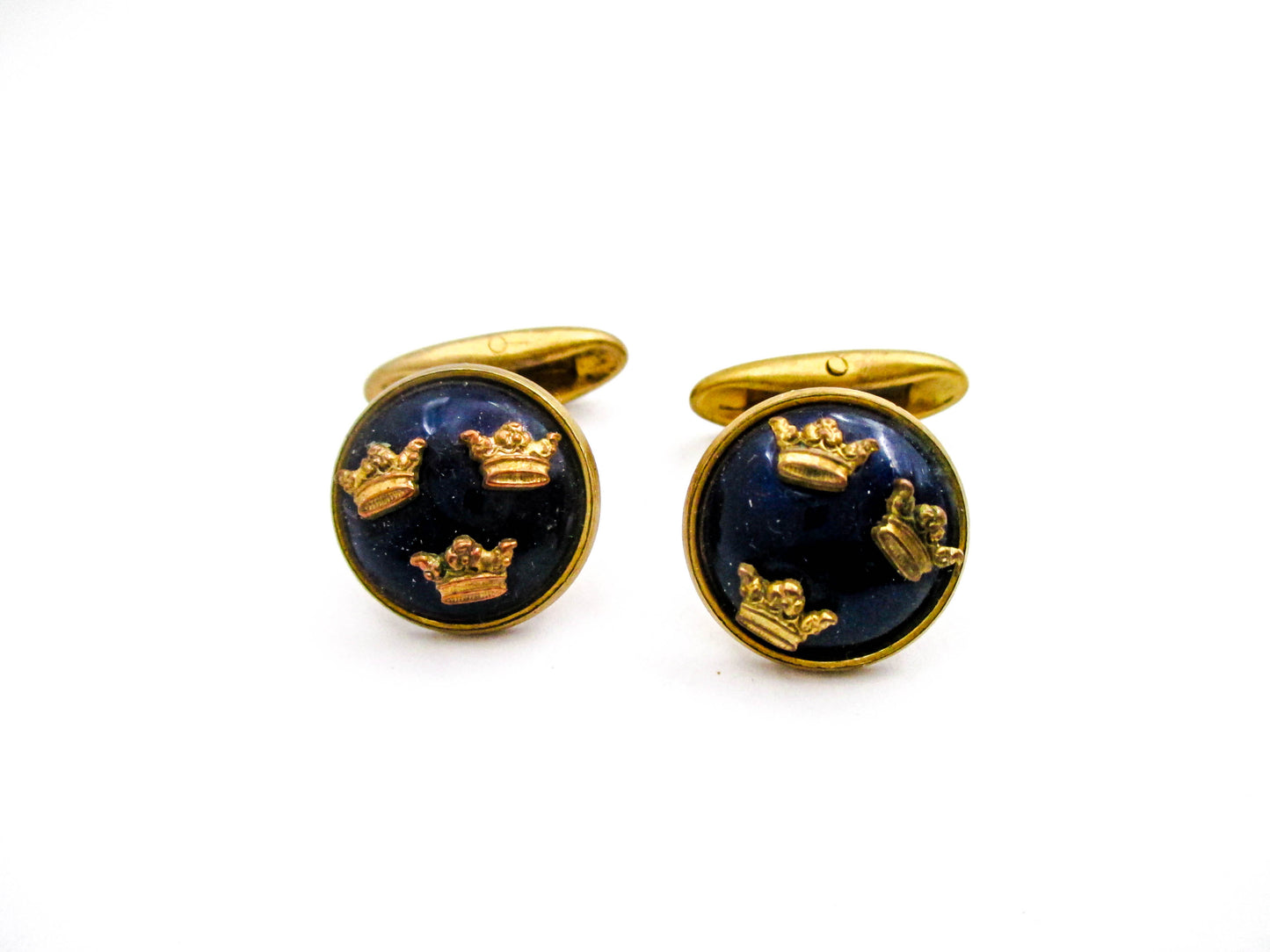 Vintage Sporrong Sweden Three Crown Enamel Cufflinks