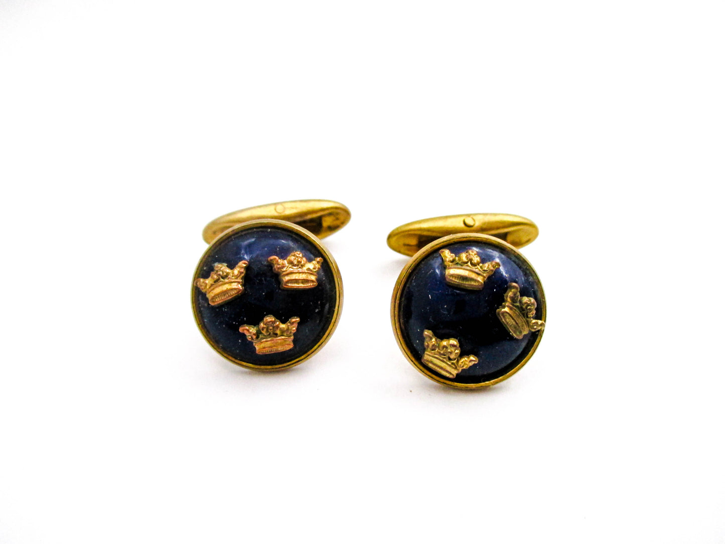 Vintage Sporrong Sweden Three Crown Enamel Cufflinks