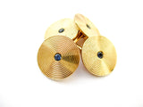Larter & Sons 14K Yellow Gold Cufflinks Blue Sapphire Centers