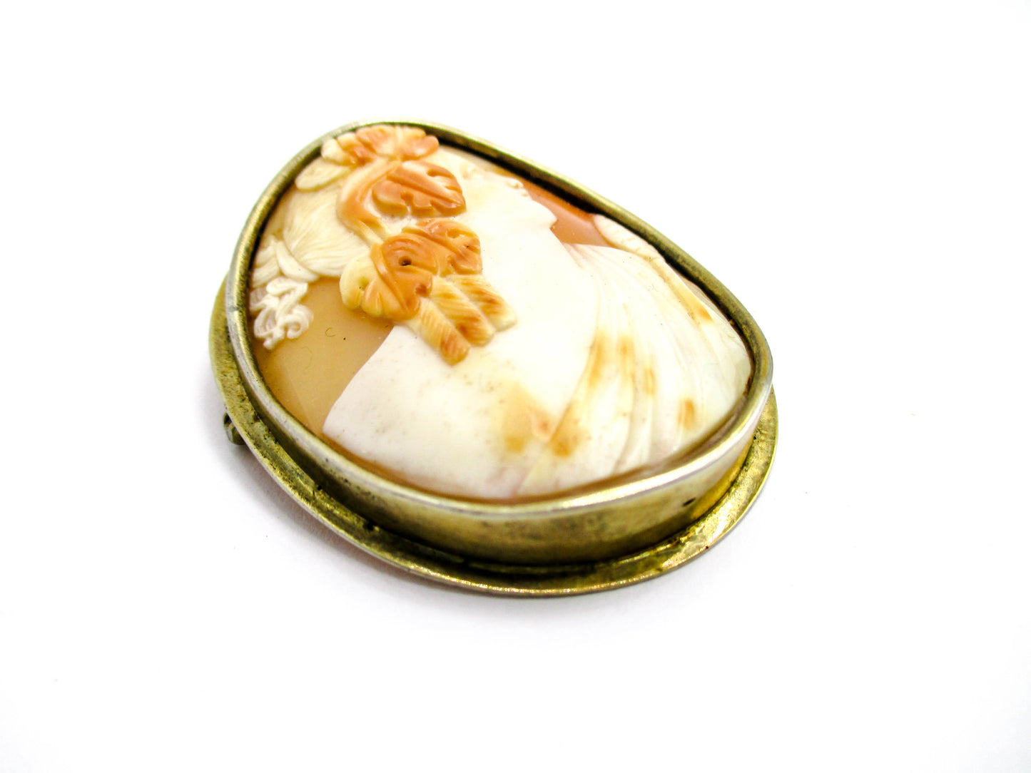 Antique Bacchante and Thyrsus Cameo Brooch