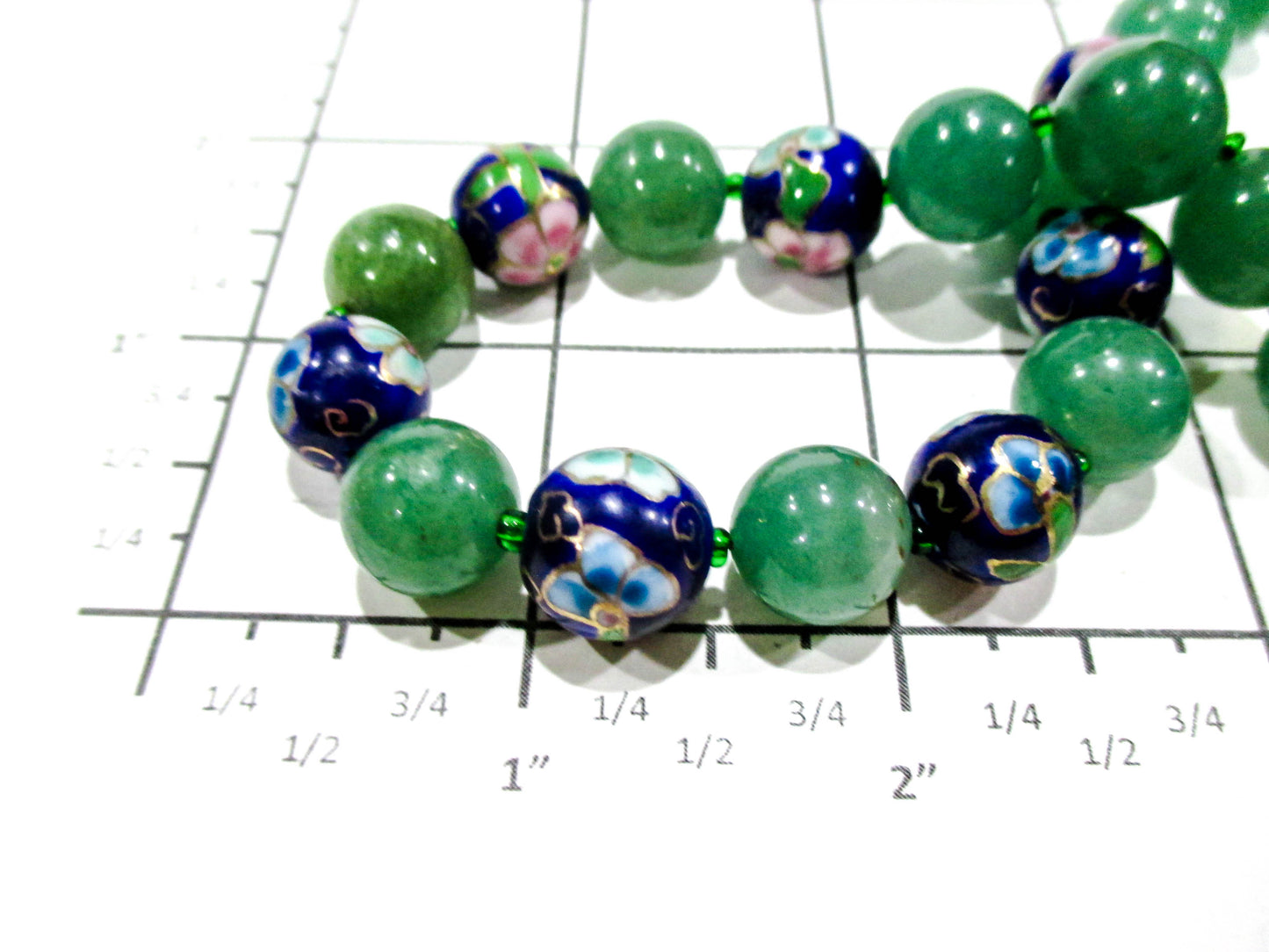 Vintage Stone and Enamel Bead Necklace 17"