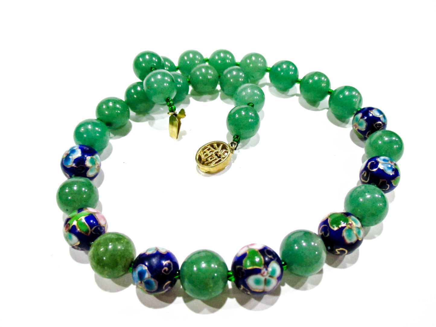 Vintage Stone and Enamel Bead Necklace 17"