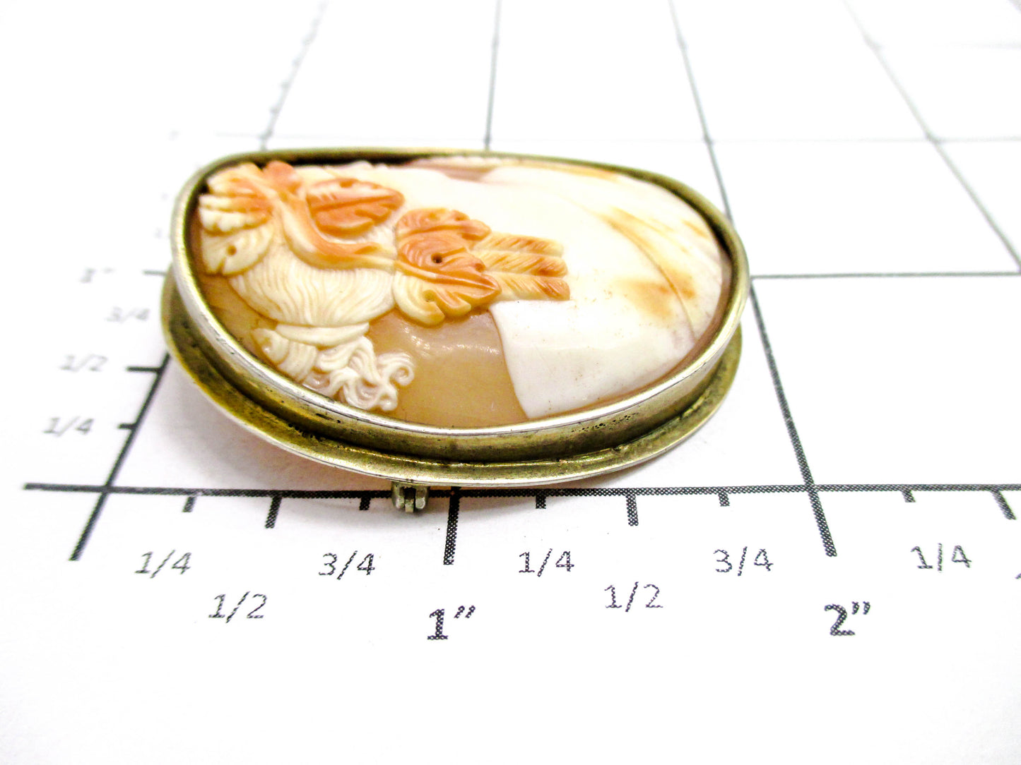 Antique Bacchante and Thyrsus Cameo Brooch