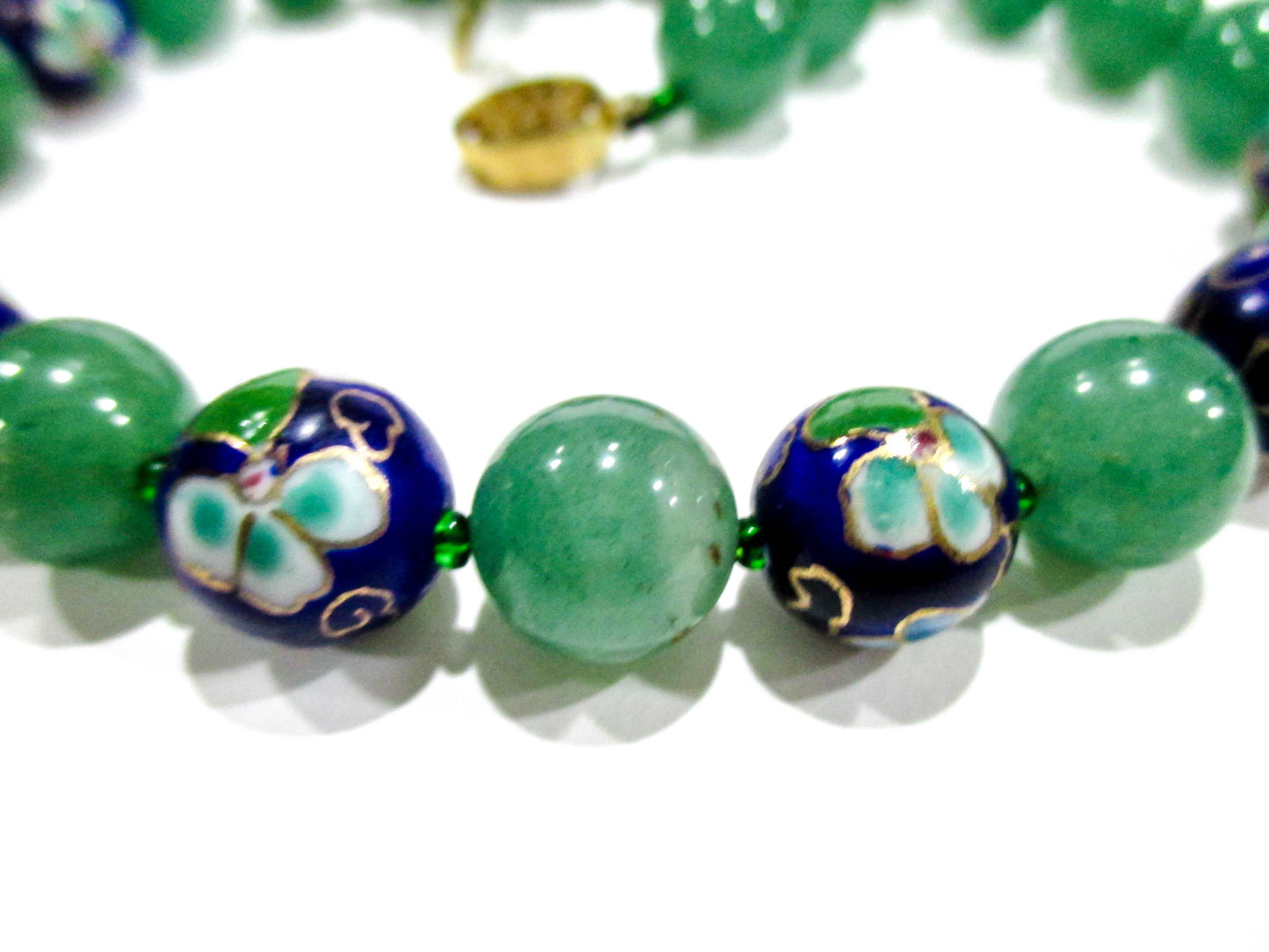 Vintage Stone and Enamel Bead Necklace 17"