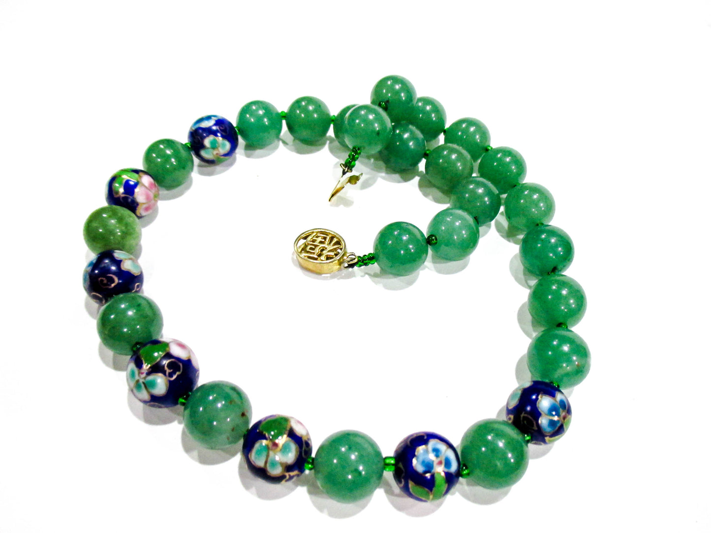 Vintage Stone and Enamel Bead Necklace 17"
