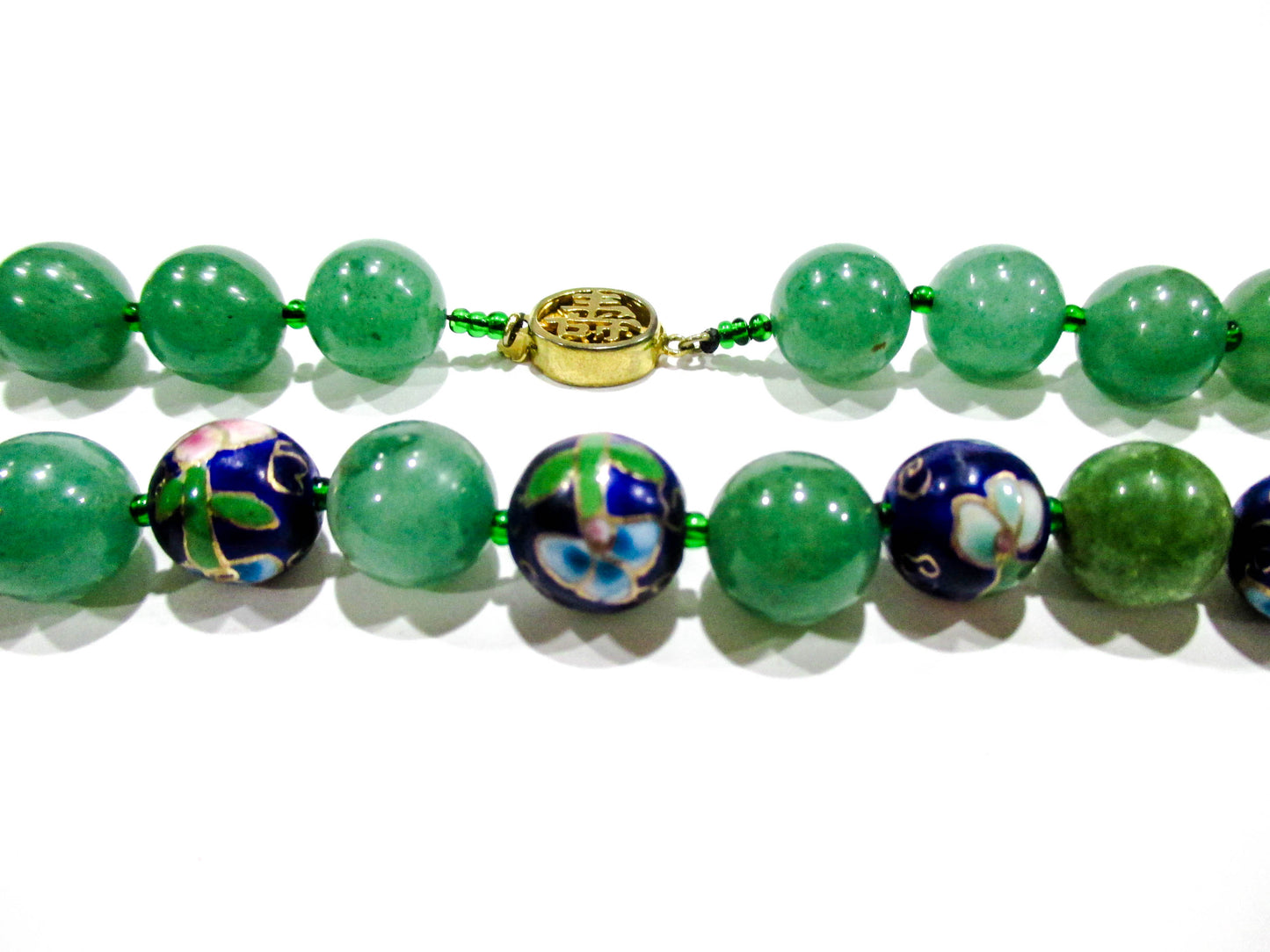 Vintage Stone and Enamel Bead Necklace 17"
