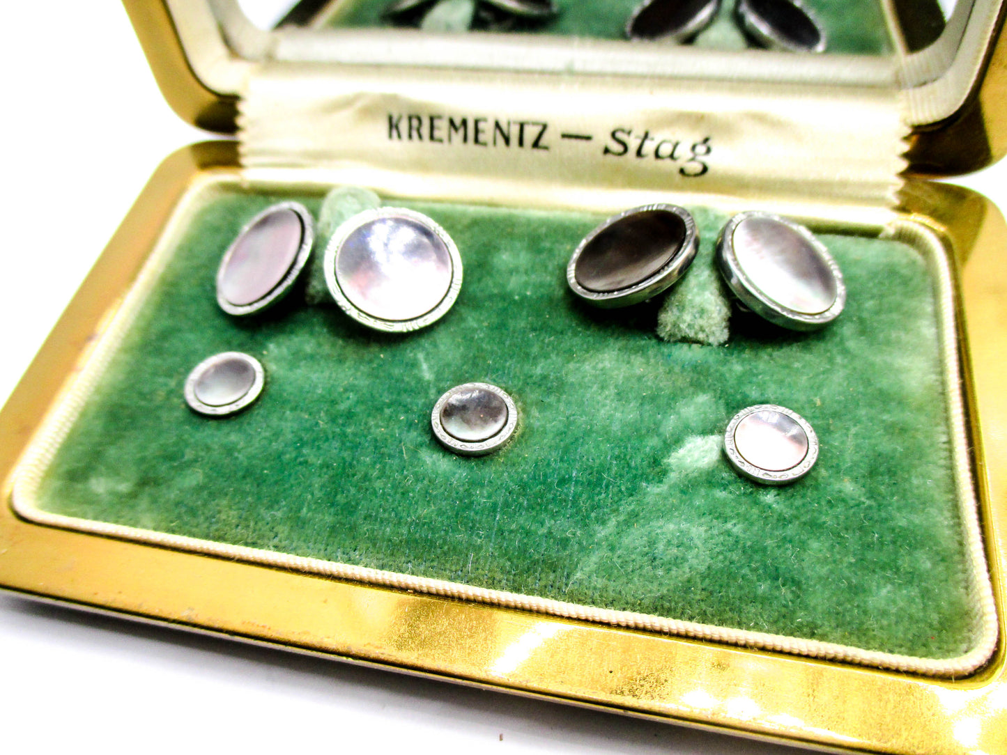 Krementz Cufflinks and Button Set - With Mirrored Presentation Box