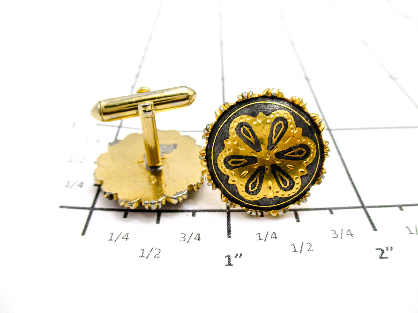 Vintage Gold and Black Damascene Cufflinks