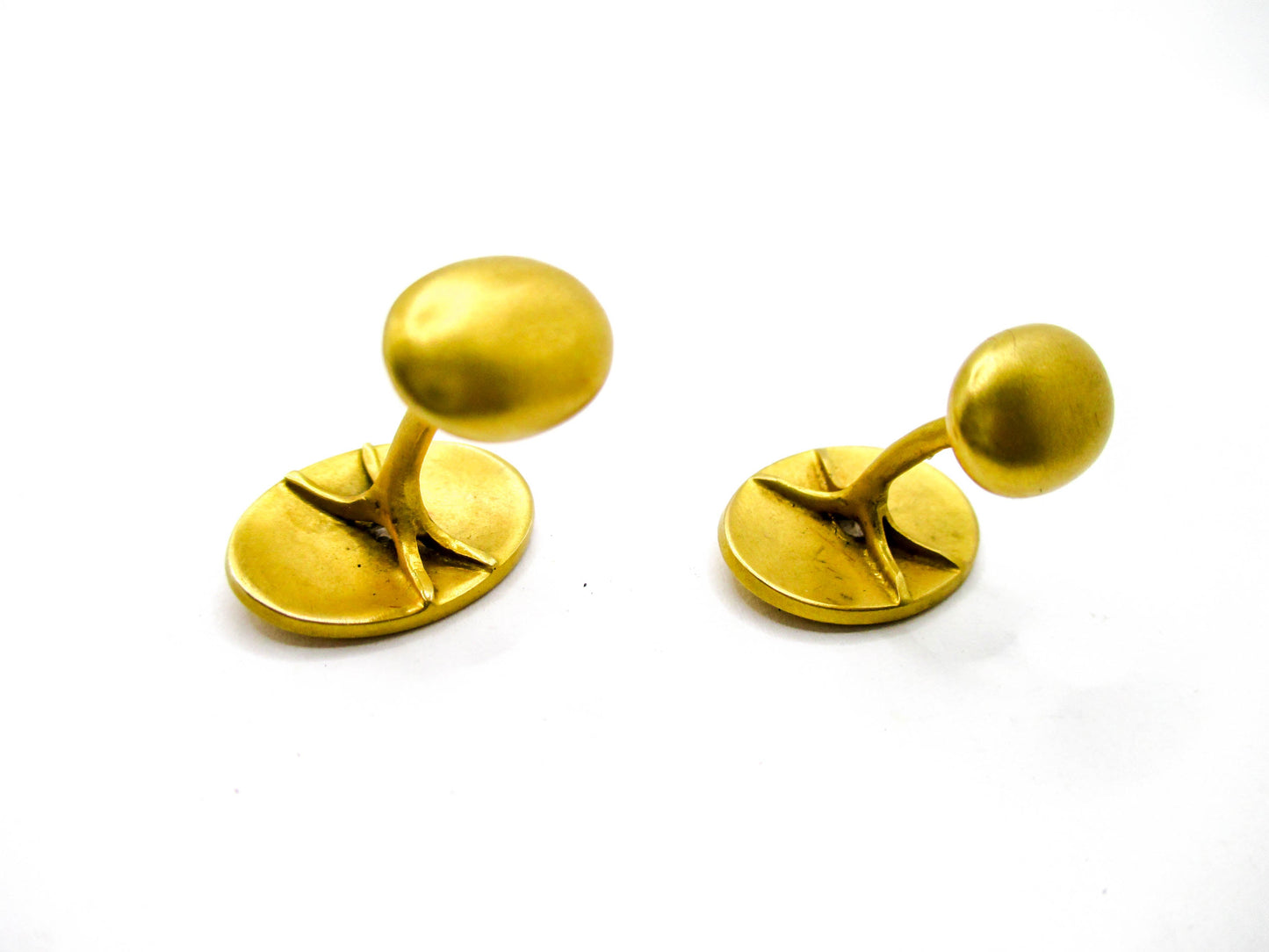 Krementz 14K Yellow Gold Cufflinks White Spinel Centers