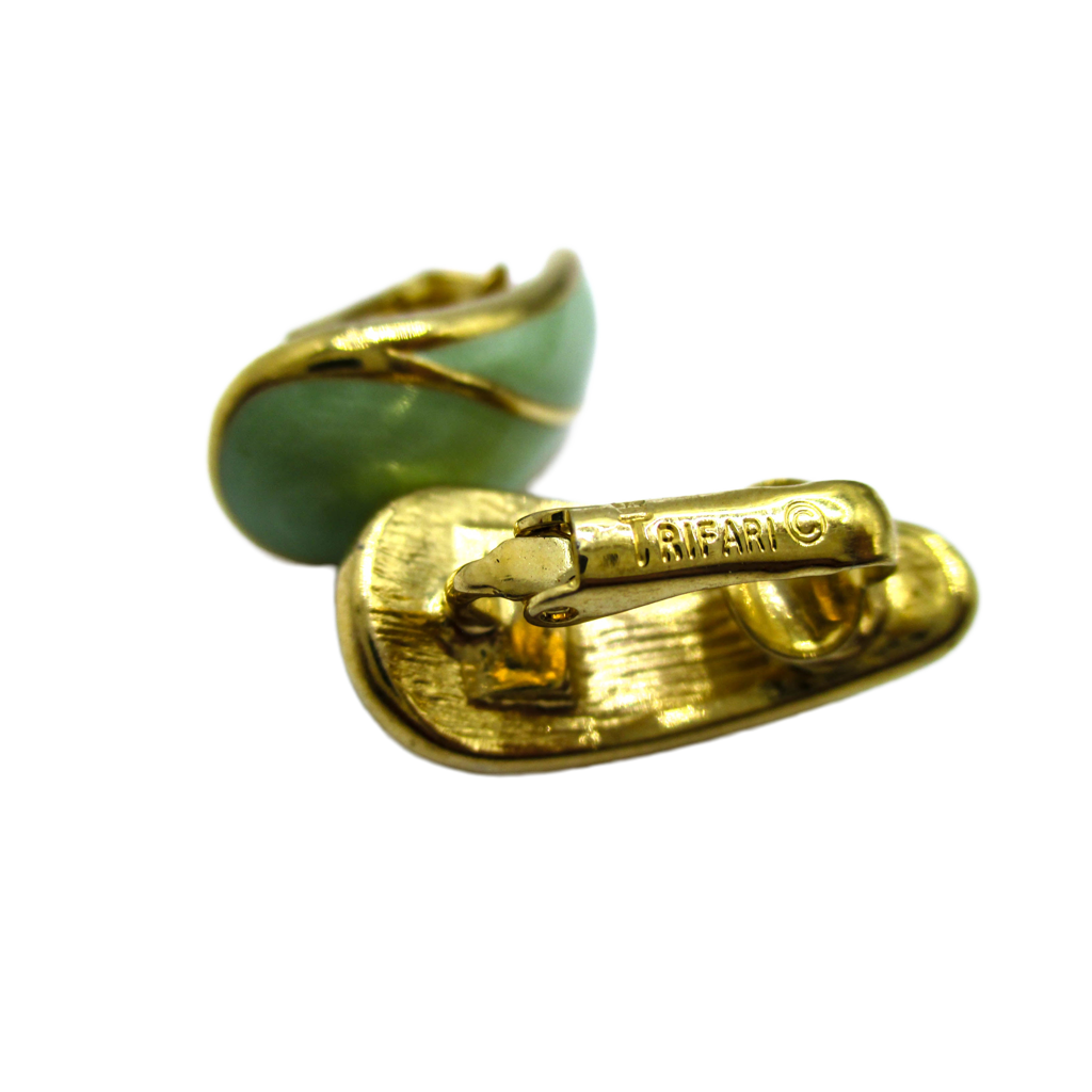 1980s Trifari Ear Clips - Clip-on Earrings by Late Century Trifari
