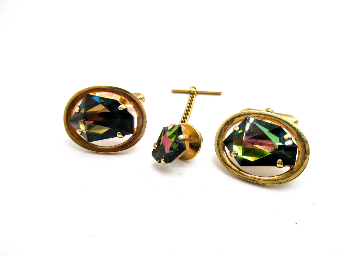 Gammatic Rhinestone Cufflinks and Tie Tac