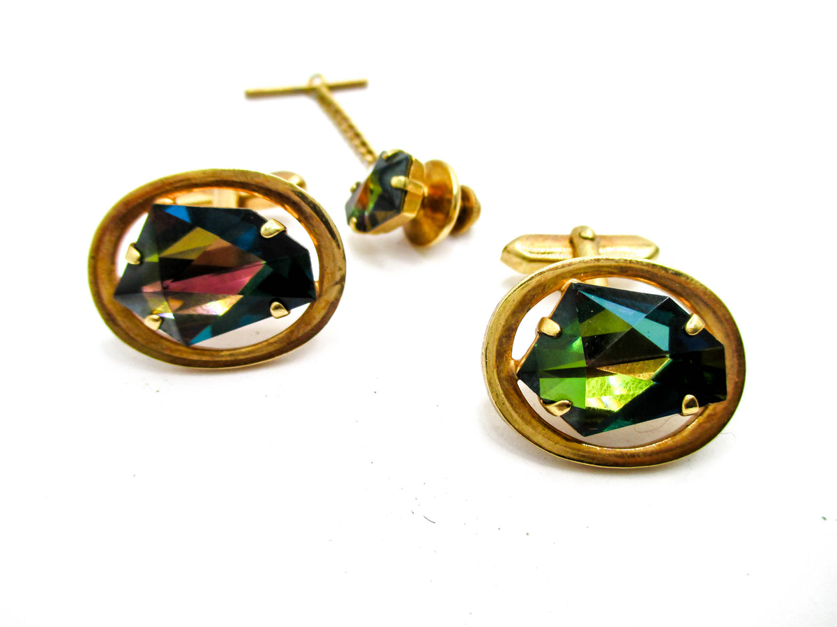 Gammatic Rhinestone Cufflinks and Tie Tac