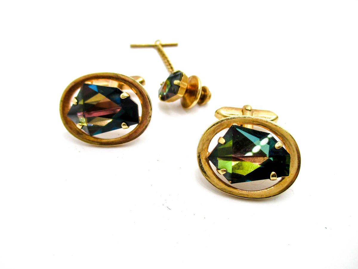 Gammatic Rhinestone Cufflinks and Tie Tac