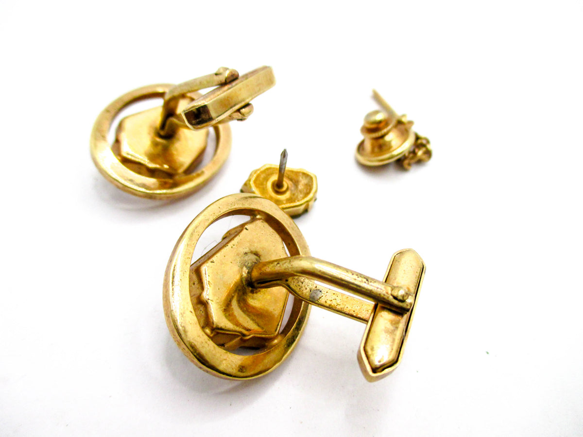 Gammatic Rhinestone Cufflinks and Tie Tac