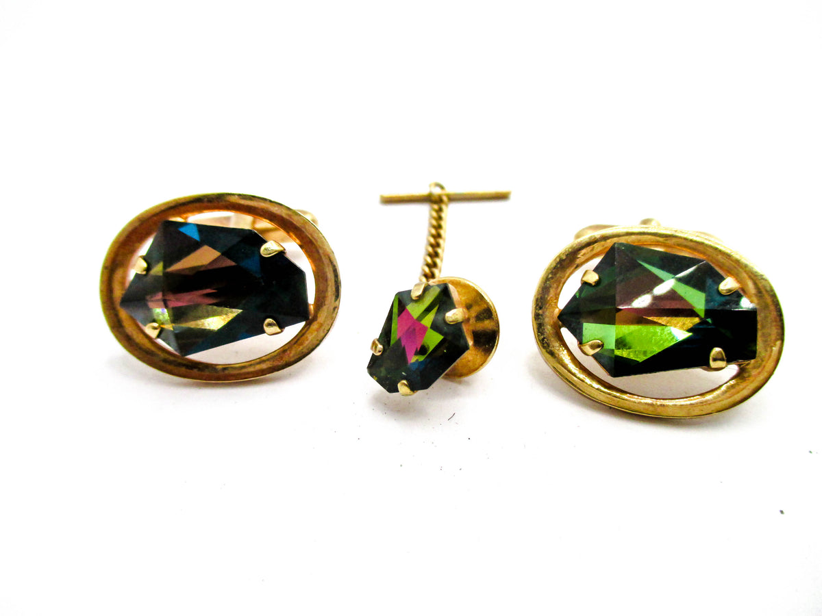 Gammatic Rhinestone Cufflinks and Tie Tac