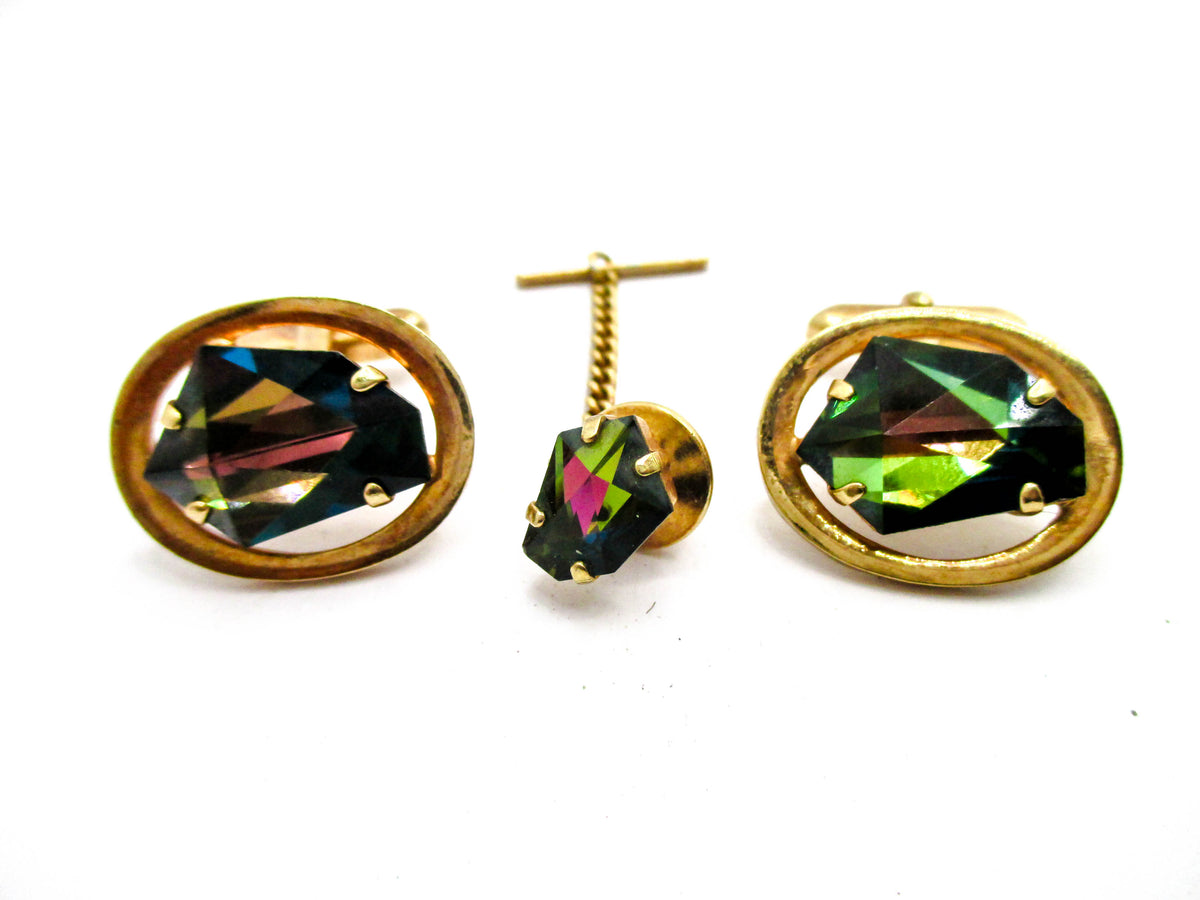 Gammatic Rhinestone Cufflinks and Tie Tac