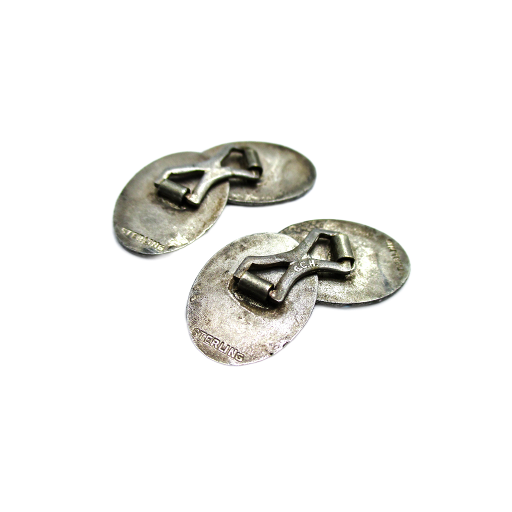Antique Sterling Enamel Cufflinks by Vintage G.C. Hudson Company