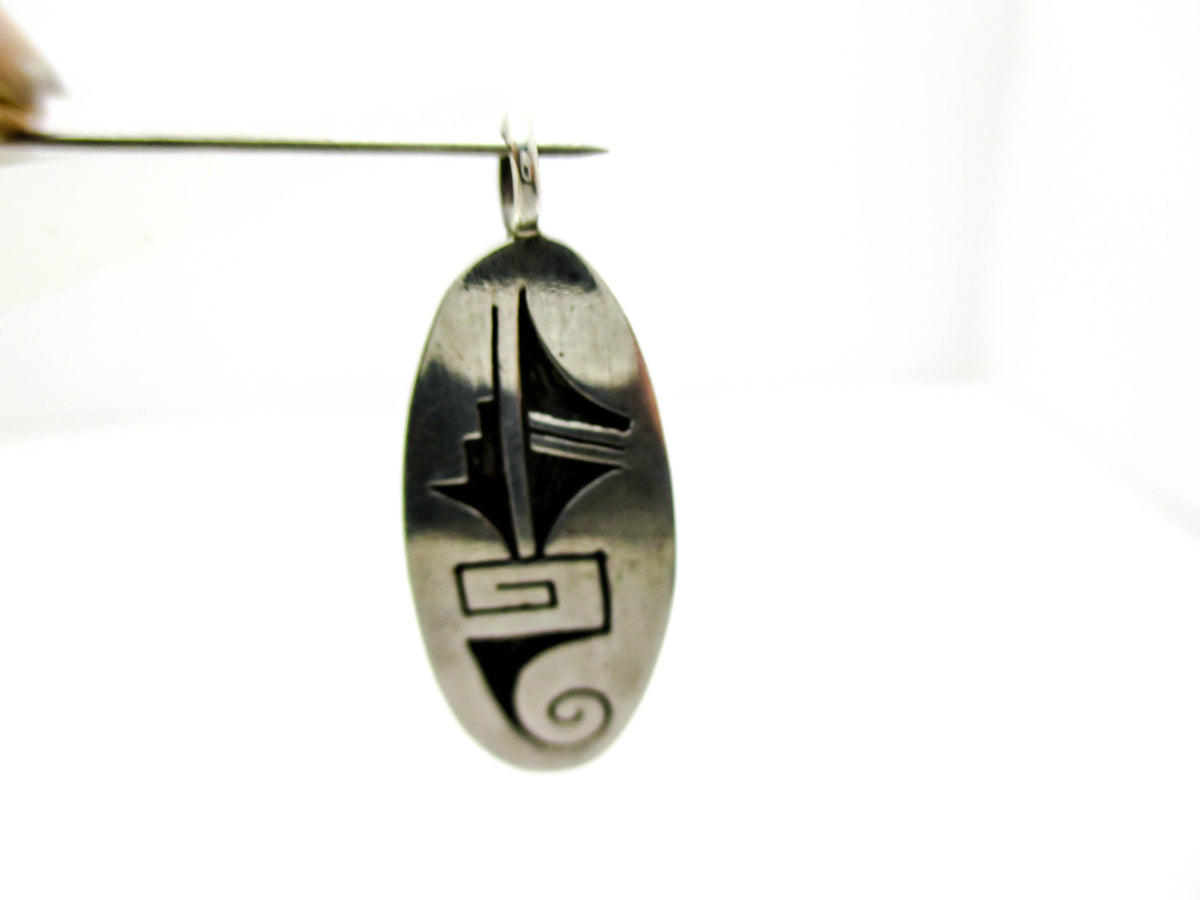 Small Hopi Inlay Silver Pendant
