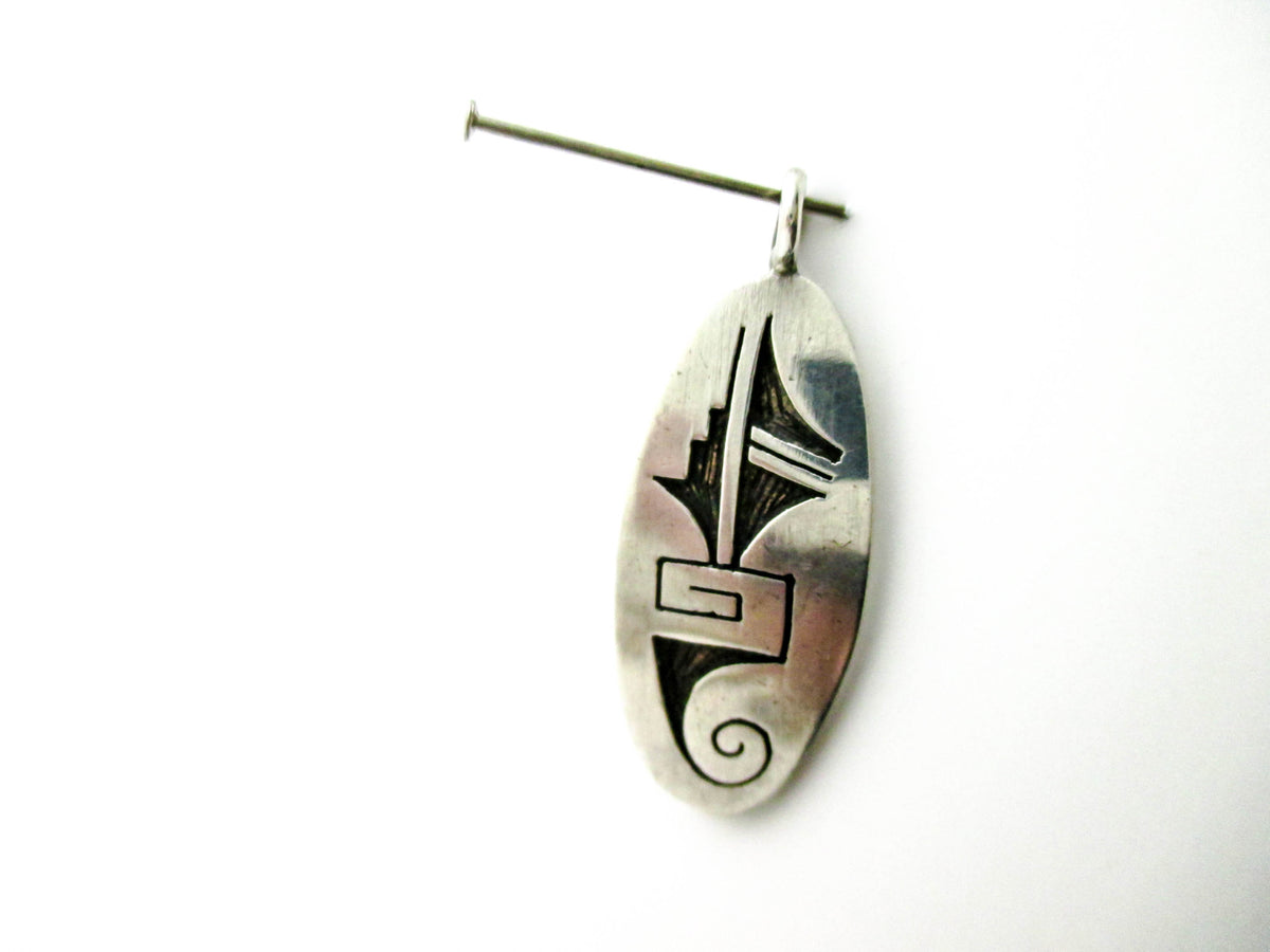 Small Hopi Inlay Silver Pendant