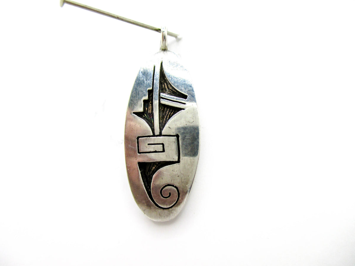Small Hopi Inlay Silver Pendant