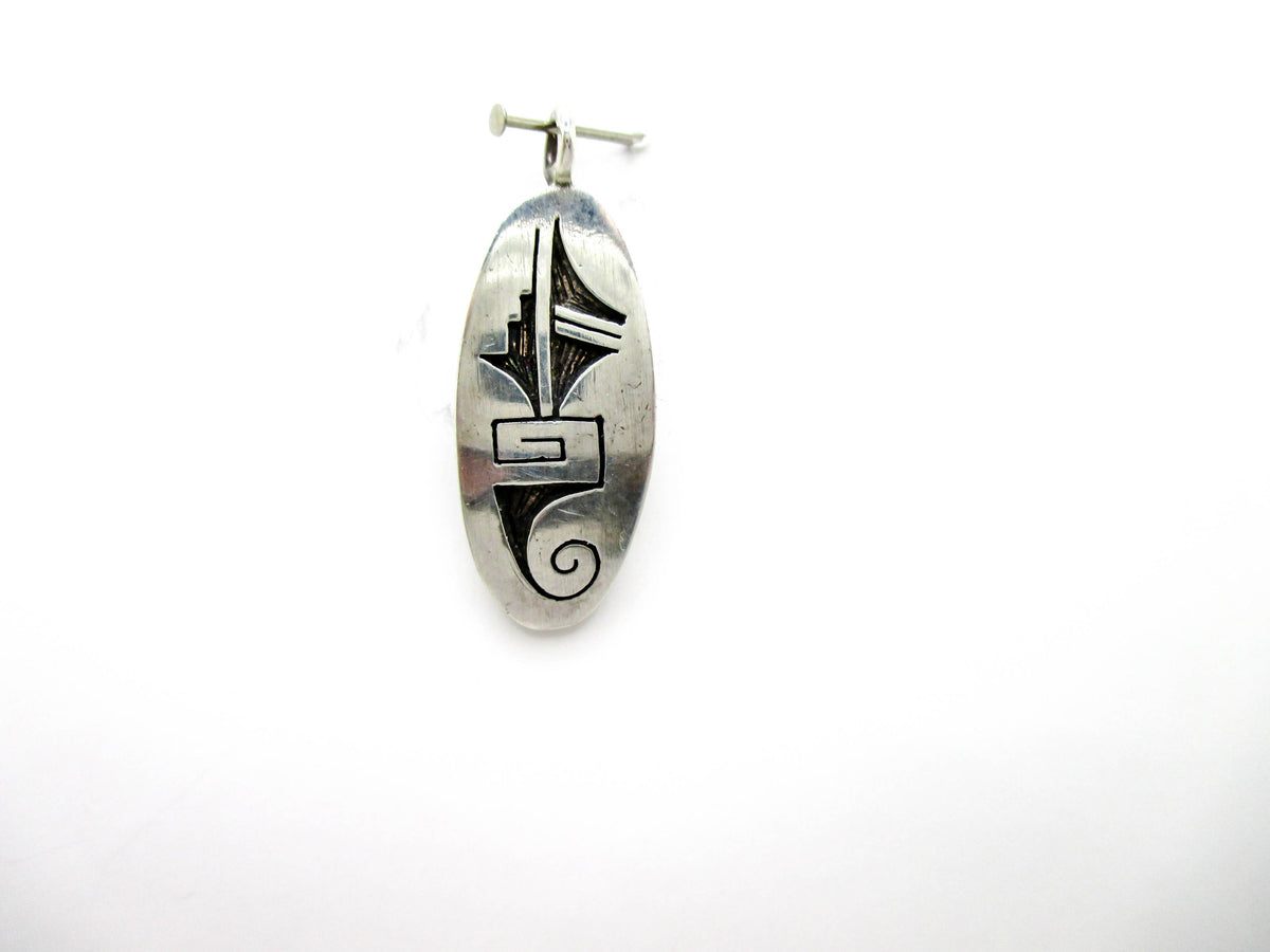 Small Hopi Inlay Silver Pendant