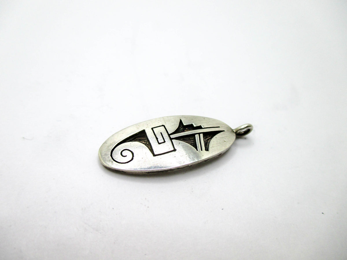 Small Hopi Inlay Silver Pendant