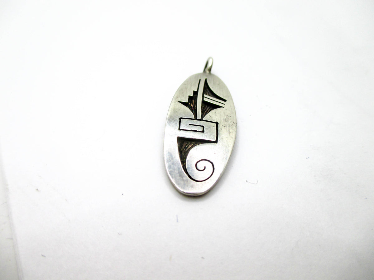 Small Hopi Inlay Silver Pendant