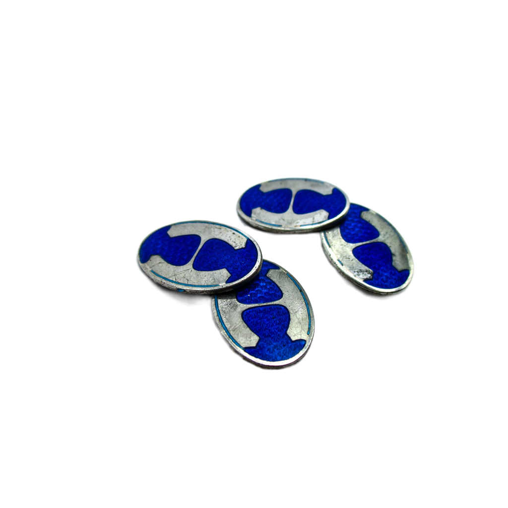 Antique Sterling Enamel Cufflinks by Vintage G.C. Hudson Company