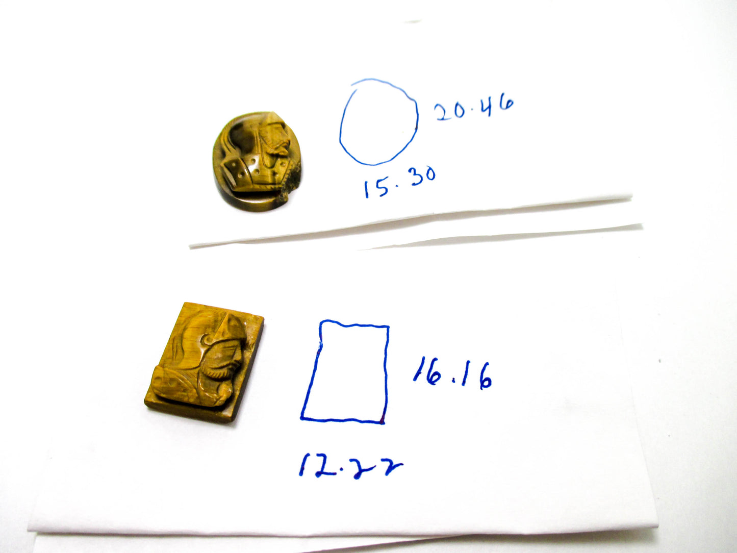 Loose Cameos Tiger’s Eye Damaged and Chipped Lot of 2